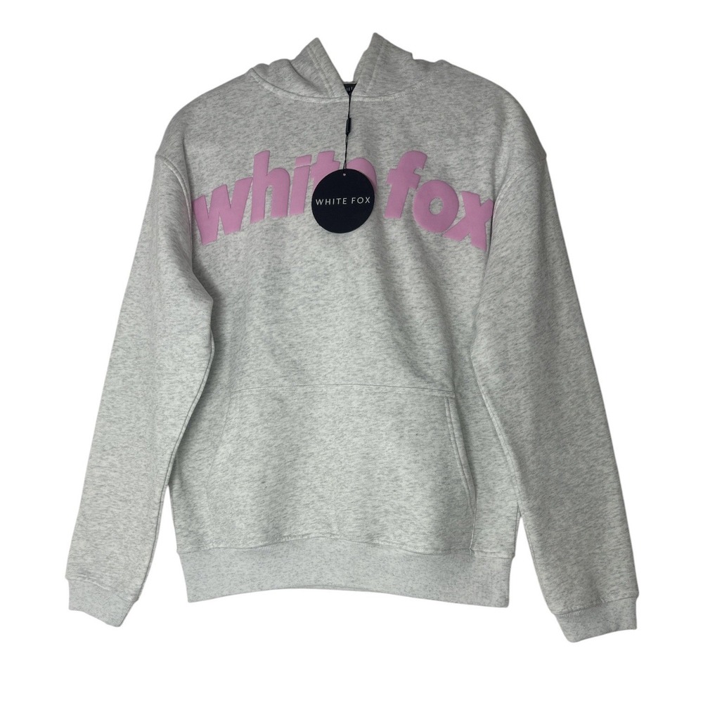 New White Fox Sweatshirt Hoodie Women's Size XXS/XS Grey Marle Oversized Cozy